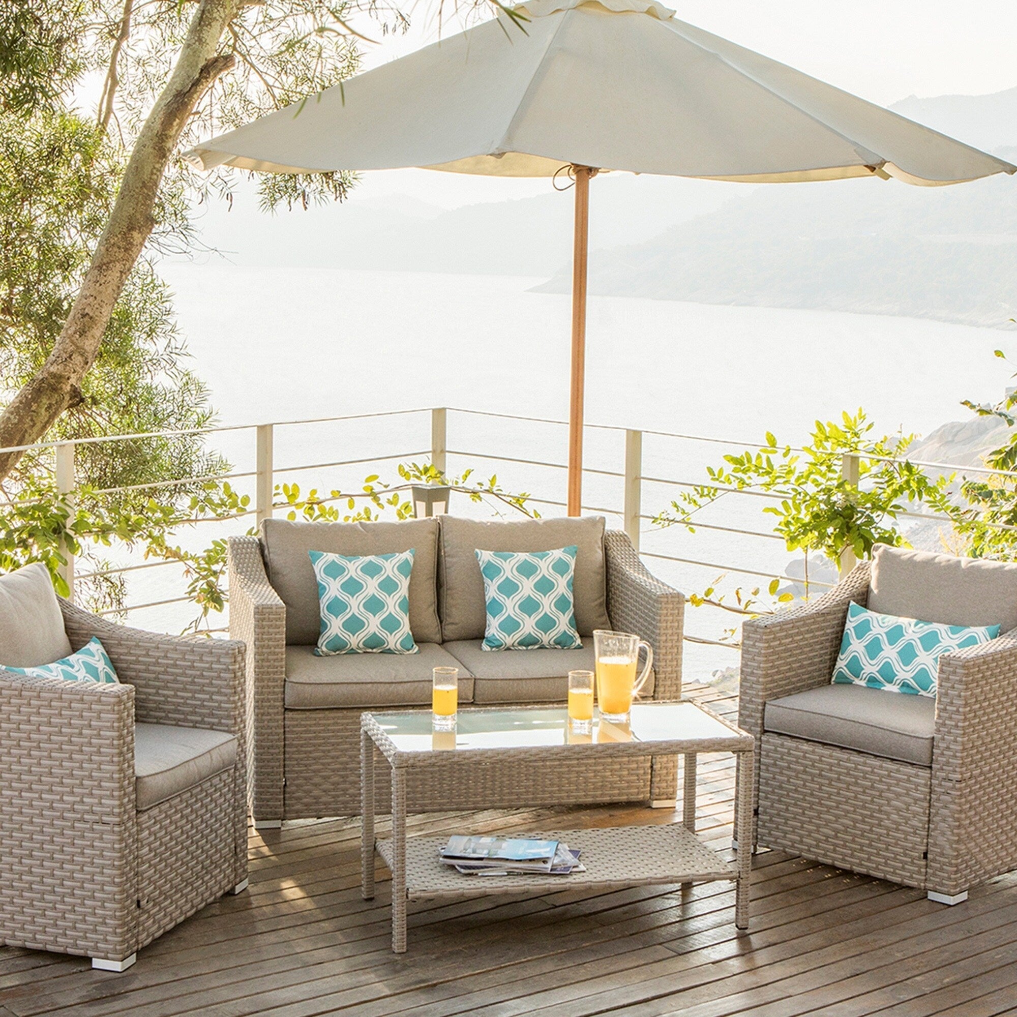 Ensemble de canapé sectionnel rembourré 4 pièces le plus confortable pour patio