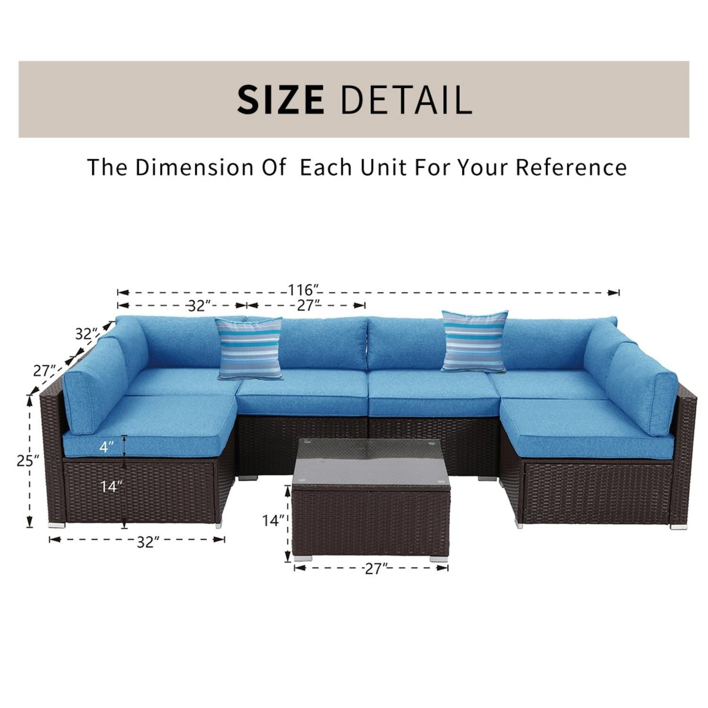 Ensemble de canapés sectionnels en osier pour patio extérieur COSIEST 7 pièces
