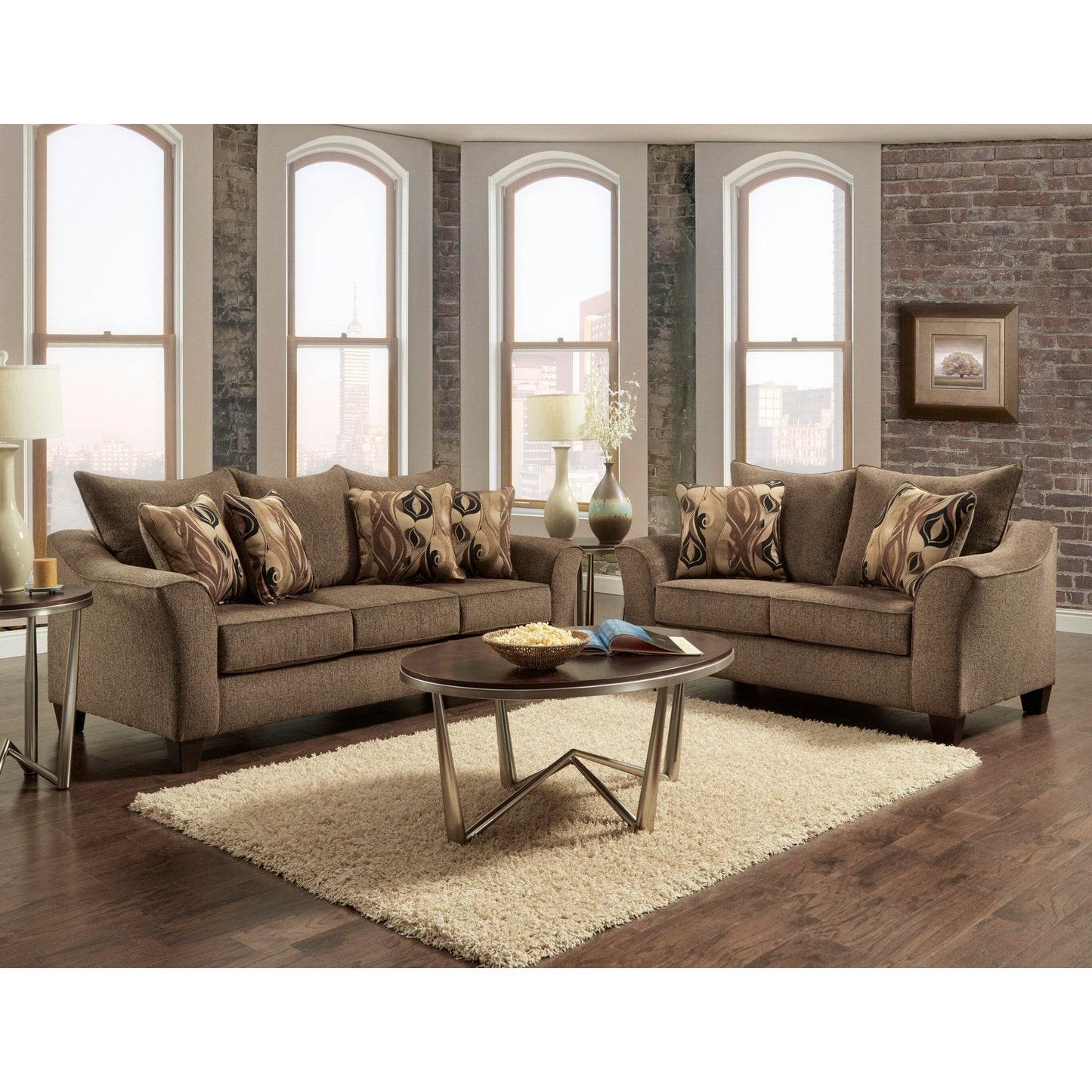 Canapé à dossier coussiné en tissu Camero de Roundhill Furniture