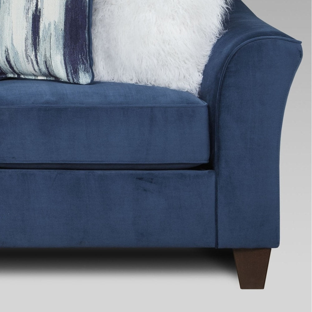 Canapé à dossier coussiné Camero en tissu bleu marine de Roundhill Furniture