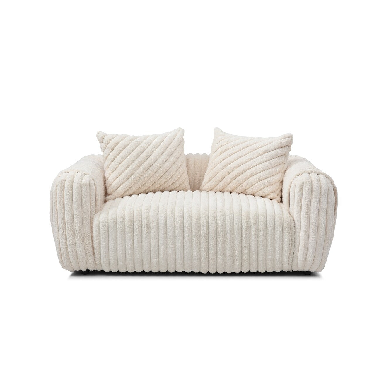 Canapé droit Cancun 70 po en polyester blanc avec accoudoirs coussinés