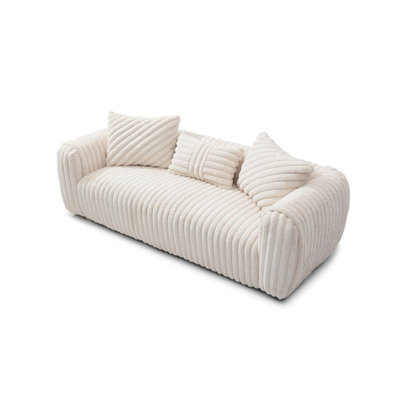 Canapé droit Cancun 94 po en polyester avec accoudoirs coussinés, blanc