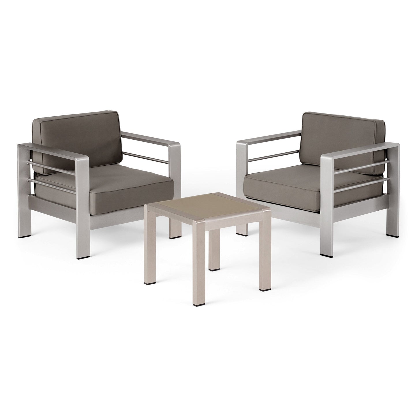 Ensemble de table et fauteuil club d'extérieur Cape Coral 2 places en aluminium par Christopher Knight Home