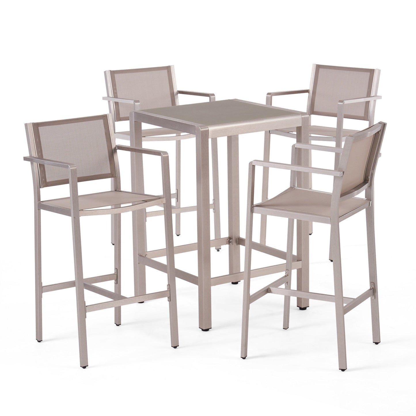 Ensemble de bar carré en aluminium Cape Coral Outdoor 5 pièces par Christopher Knight Home