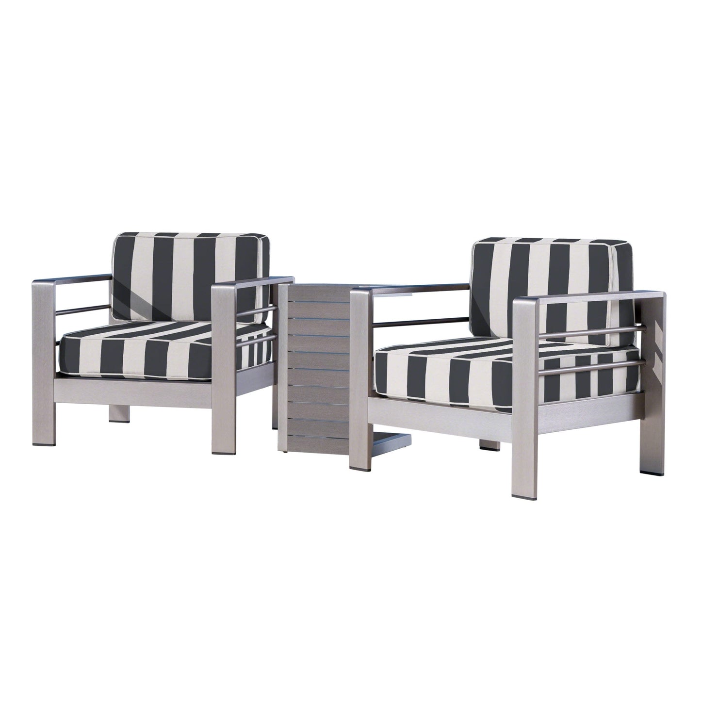 Salon de jardin Cape Coral en aluminium 3 pièces avec table en C par Christopher Knight Home