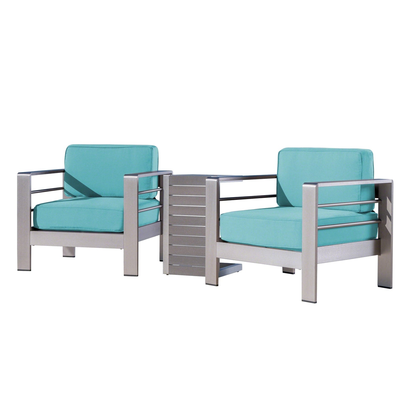 Salon de jardin Cape Coral en aluminium 3 pièces avec table en C par Christopher Knight Home
