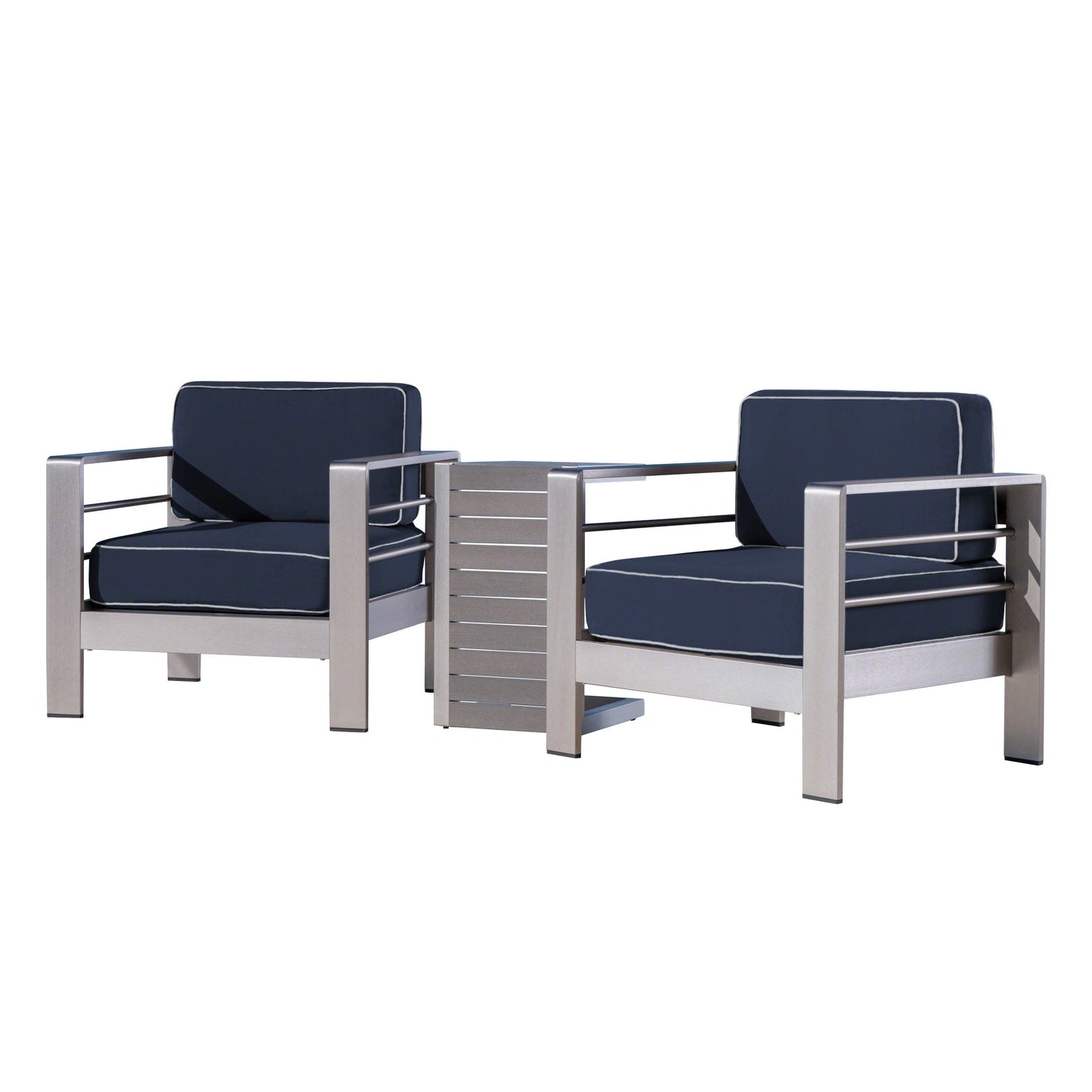 Salon de jardin Cape Coral en aluminium 3 pièces avec table en C par Christopher Knight Home