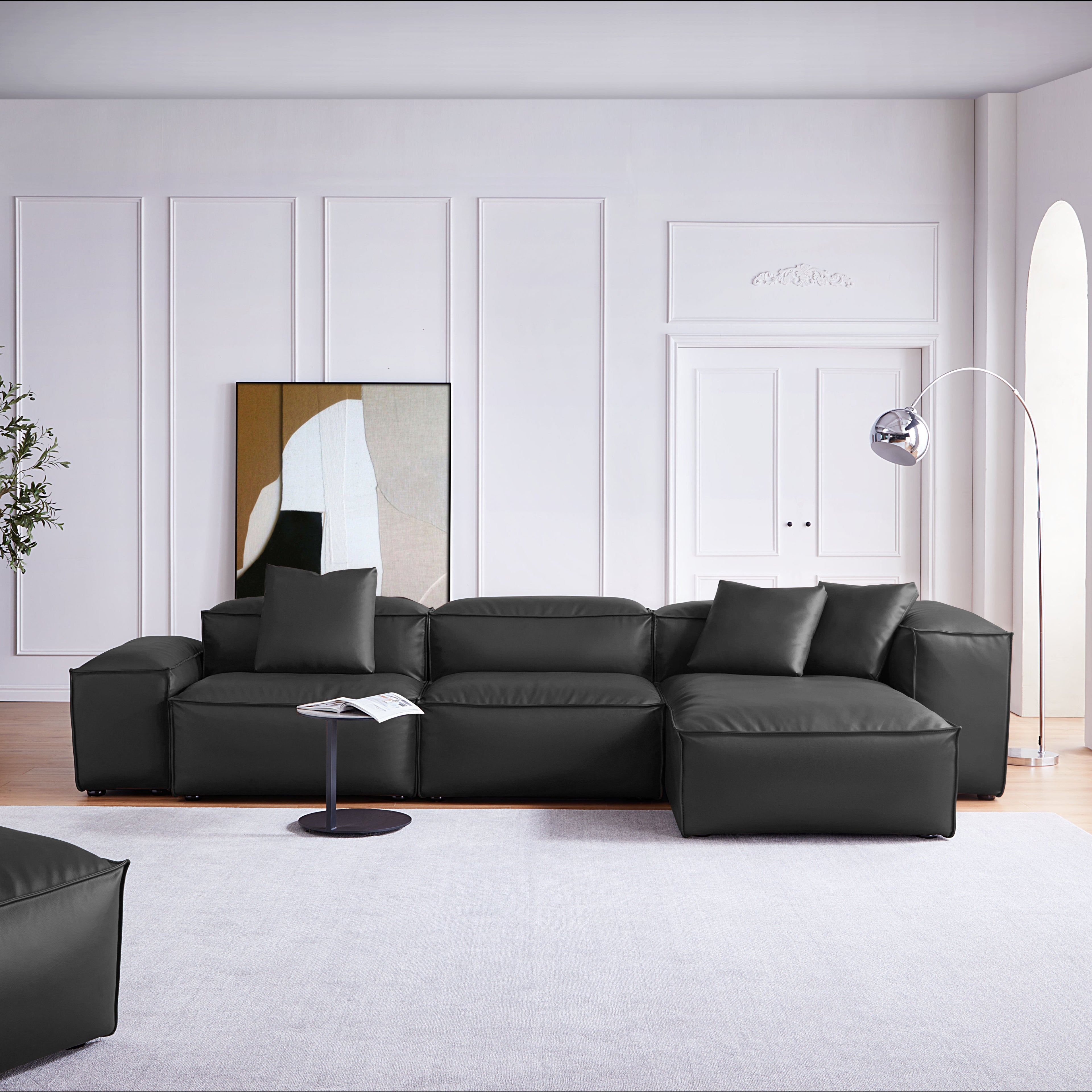 Cube Modular Brown Genuine Leather Sectional