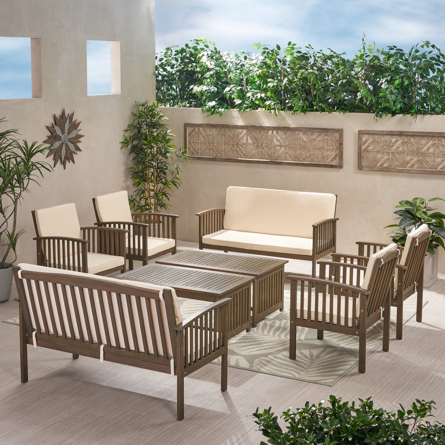 Ensemble de canapés d'extérieur Carolina Acacia 8 pièces par Christopher Knight Home