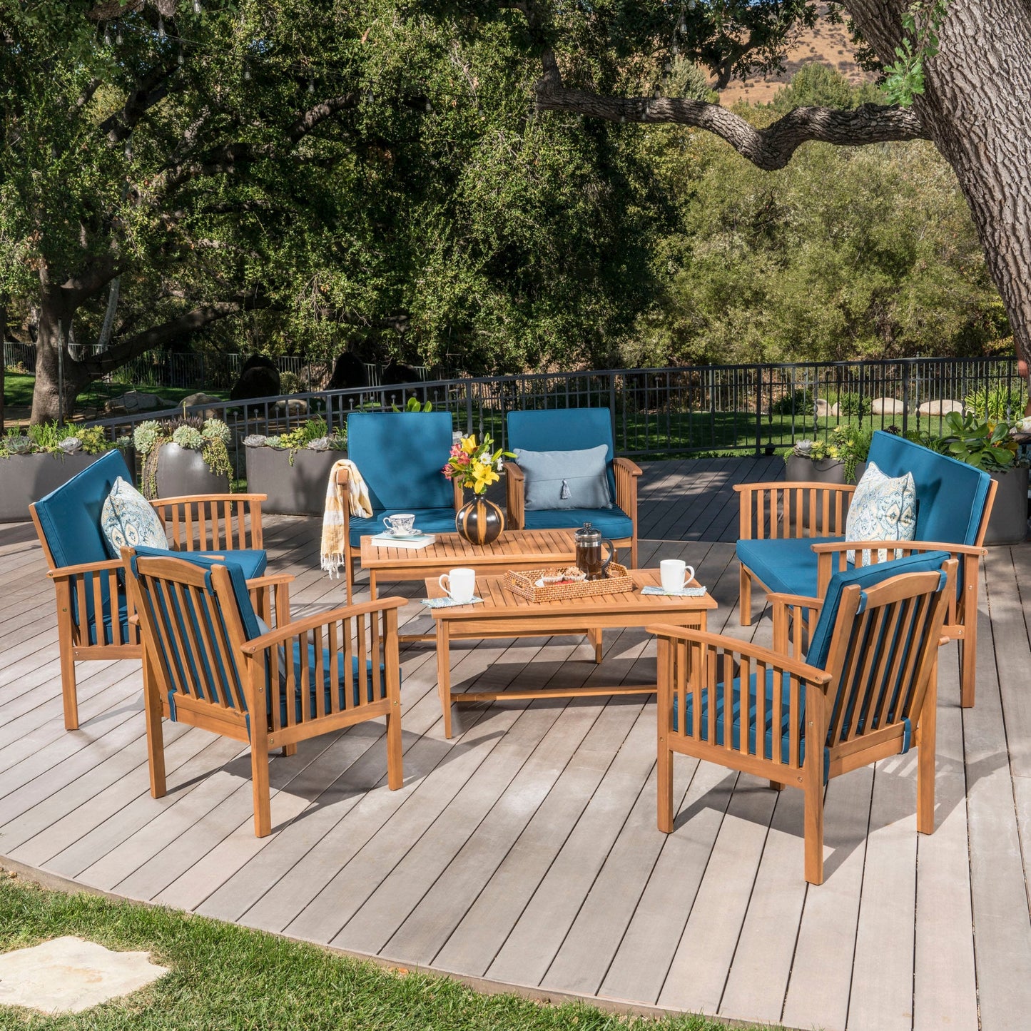 Ensemble de canapés d'extérieur Carolina Acacia 8 pièces par Christopher Knight Home