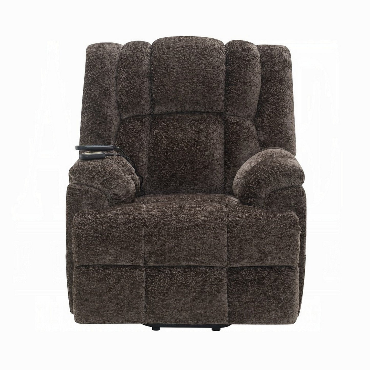 Fauteuil inclinable électrique Cassy avec releveur, chauffage et massage, velours marron
