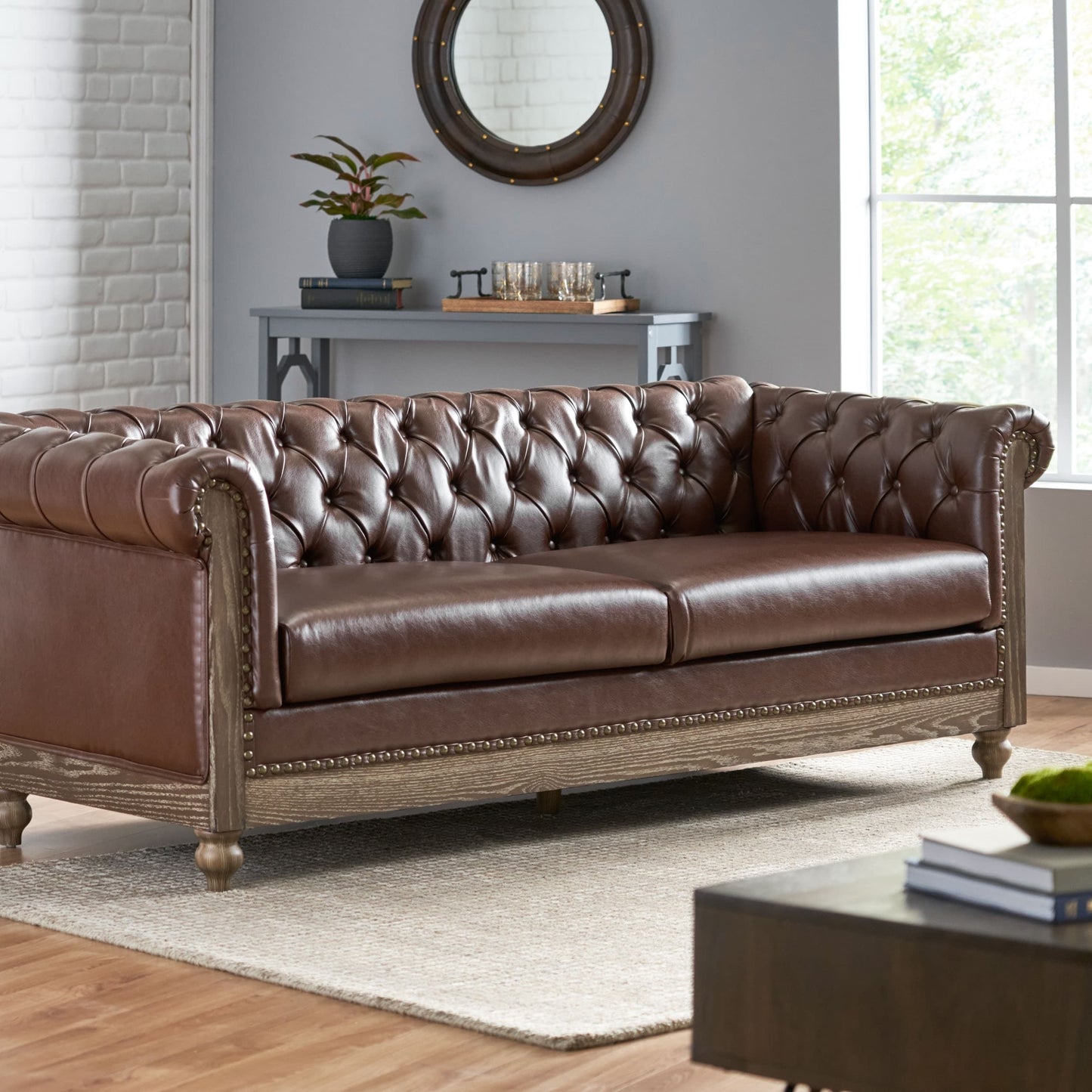 Canapé Chesterfield Castalia à clous par Christopher Knight Home - 78,75 L x 33,50 l x 28,00 H