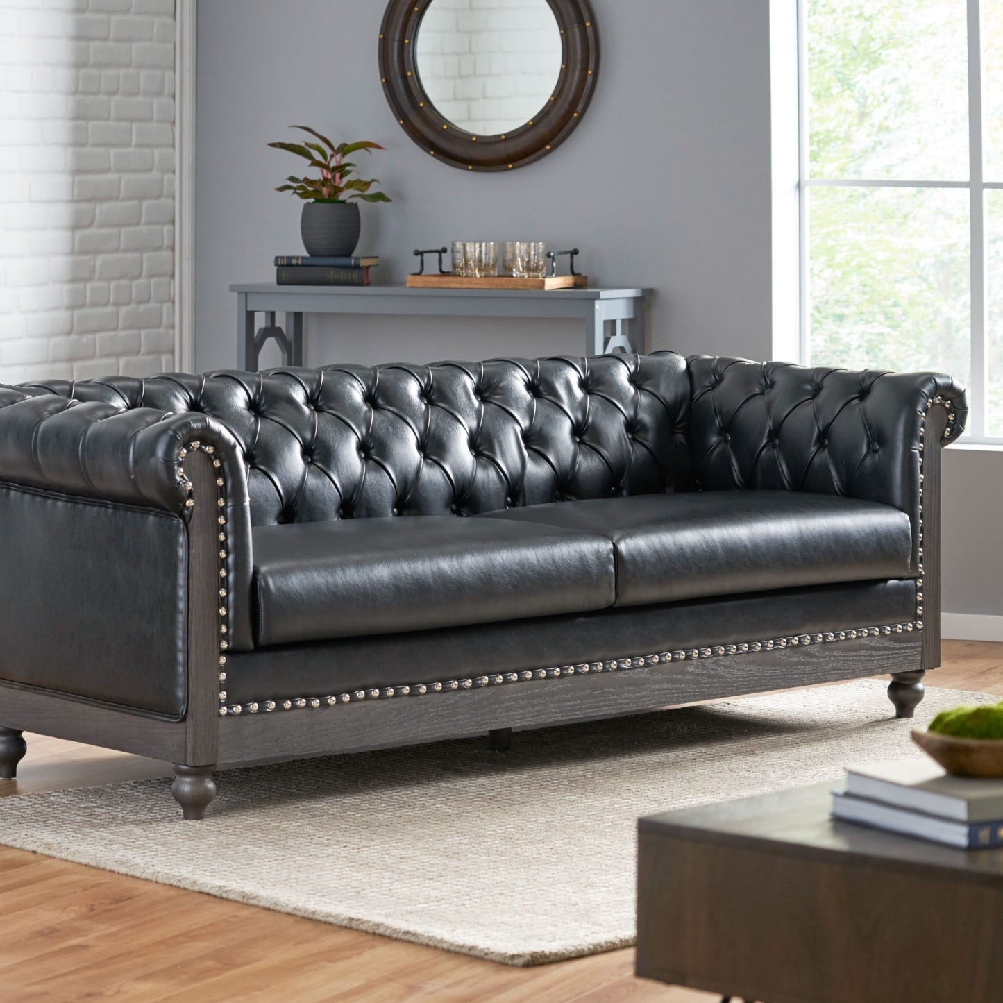 Canapé Chesterfield Castalia à clous par Christopher Knight Home - 78,75 L x 33,50 l x 28,00 H