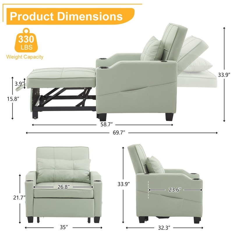 Fauteuil-lit, canapé-lit 3 en 1, fauteuil inclinable réglable, fauteuil, canapé, lit, linge de maison