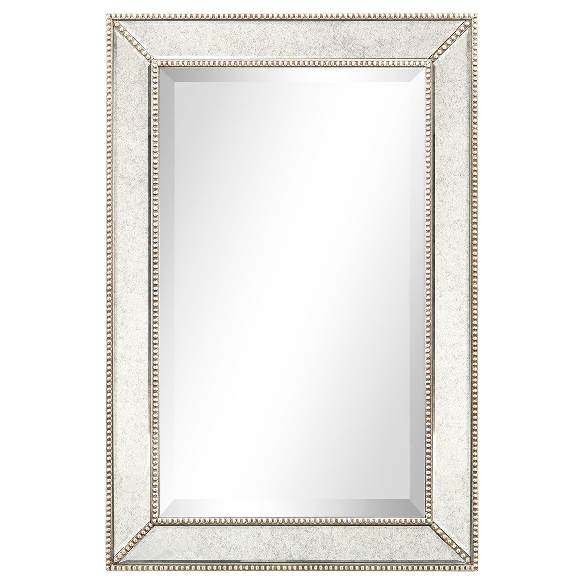 Miroir mural rectangulaire biseauté en perles de champagne - Transparent
