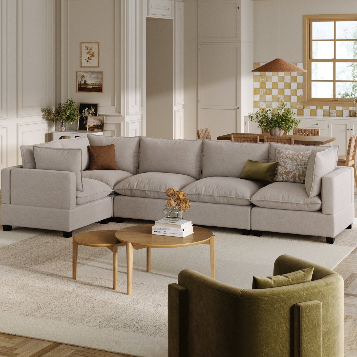 Canapé modulaire rembourré Chelsea Modern Cloud avec assise profonde et coussins moelleux