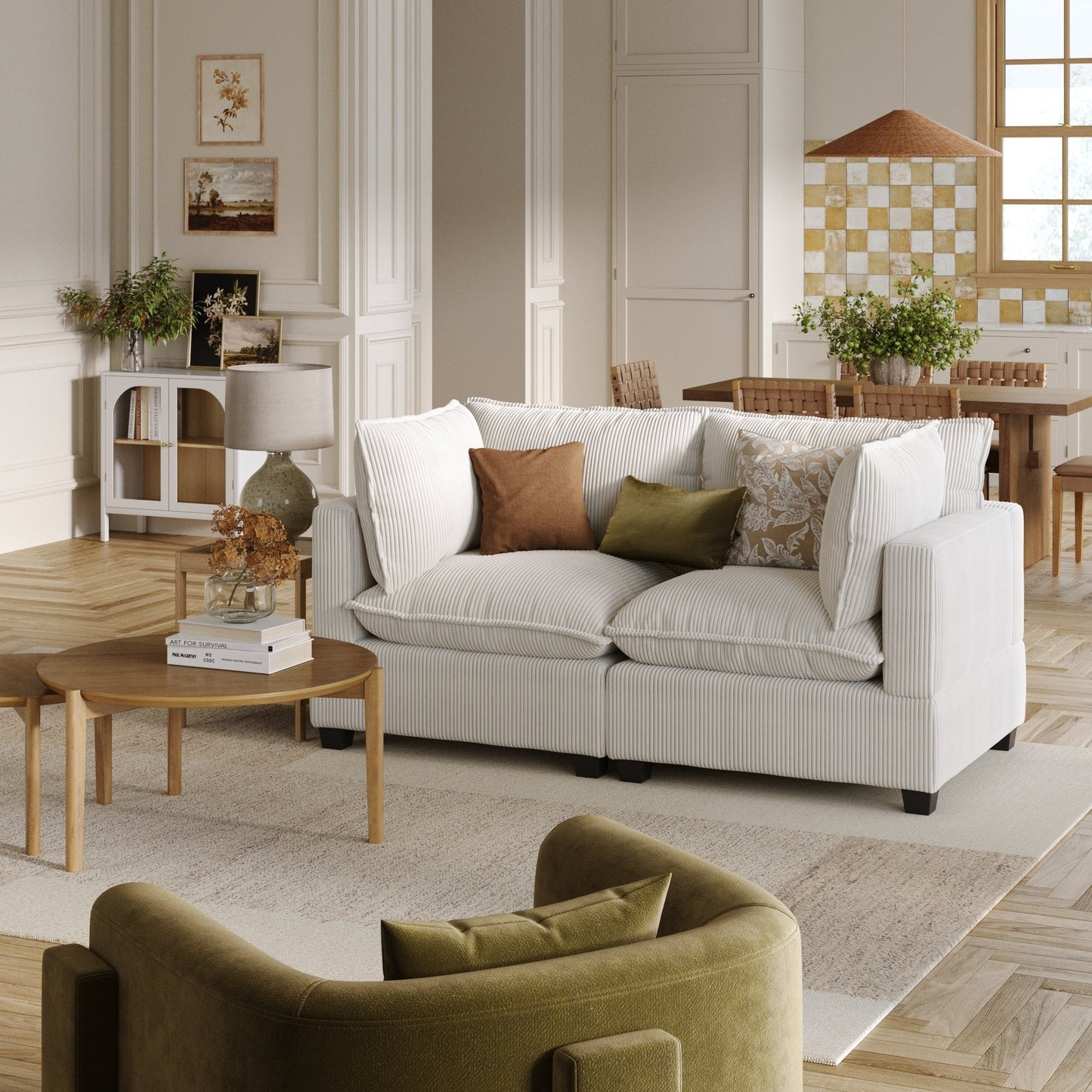 Canapé modulaire rembourré Chelsea Modern Cloud avec assise profonde et coussins moelleux