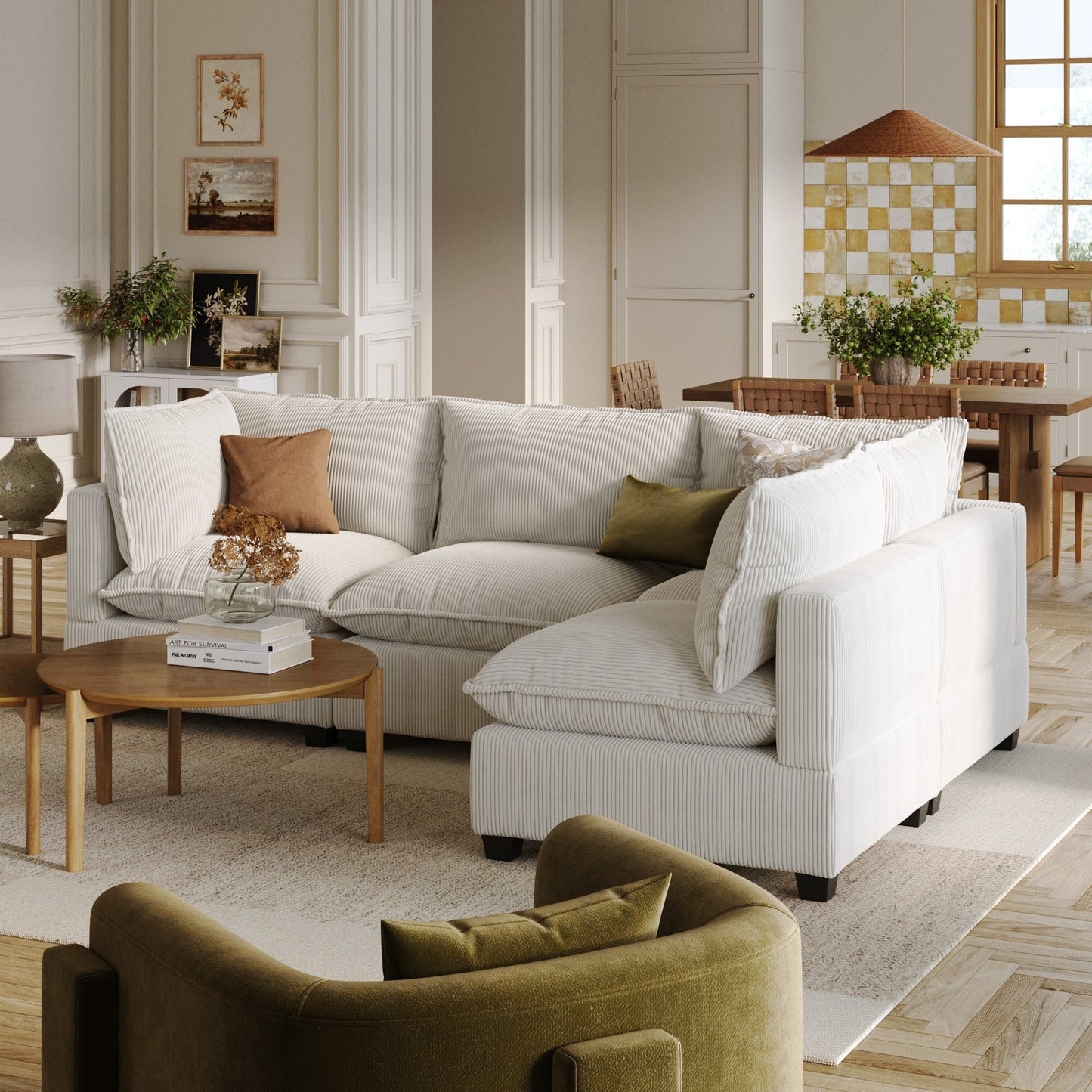 Canapé modulaire rembourré Chelsea Modern Cloud avec assise profonde et coussins moelleux