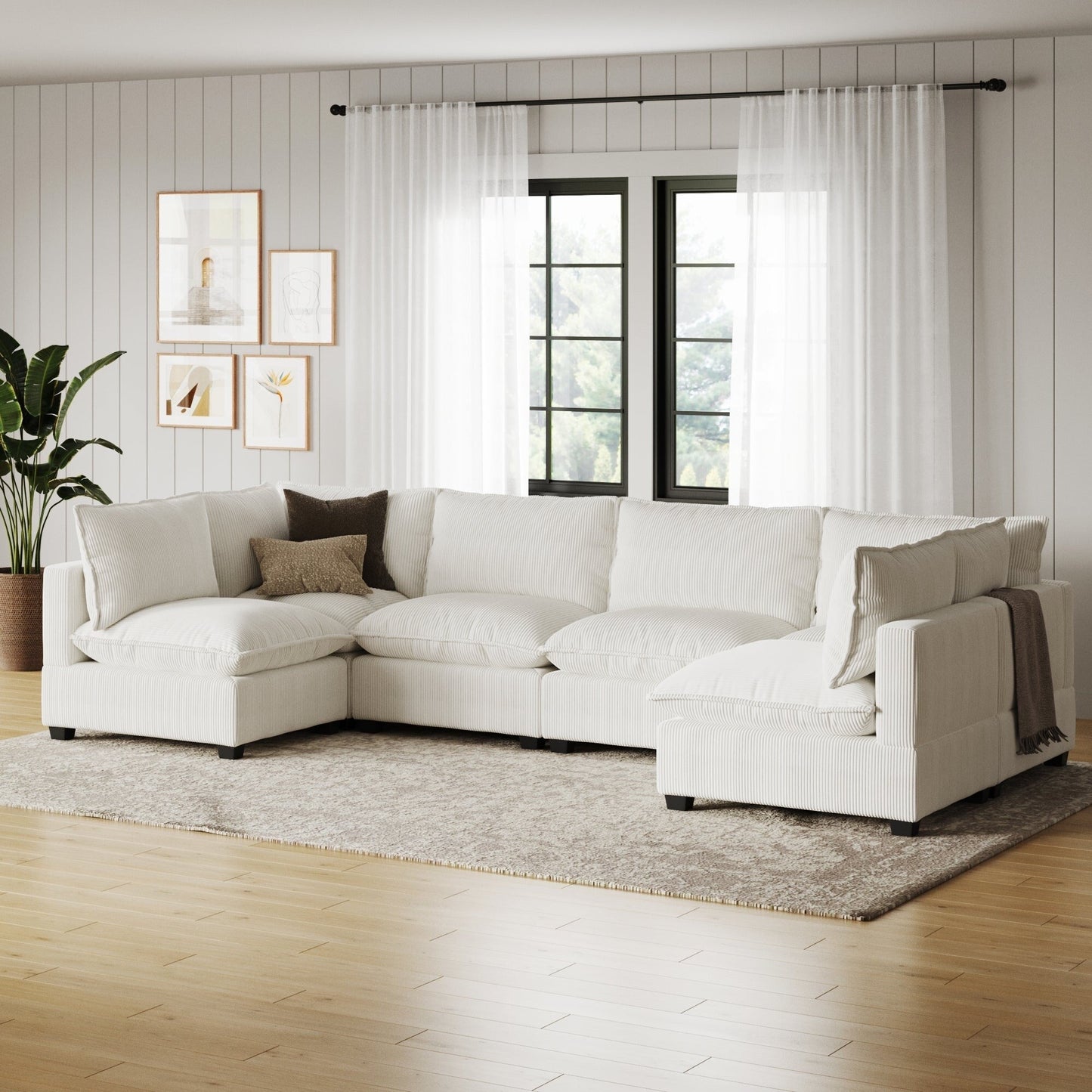 Canapé modulaire rembourré Chelsea Modern Cloud avec assise profonde et coussins moelleux