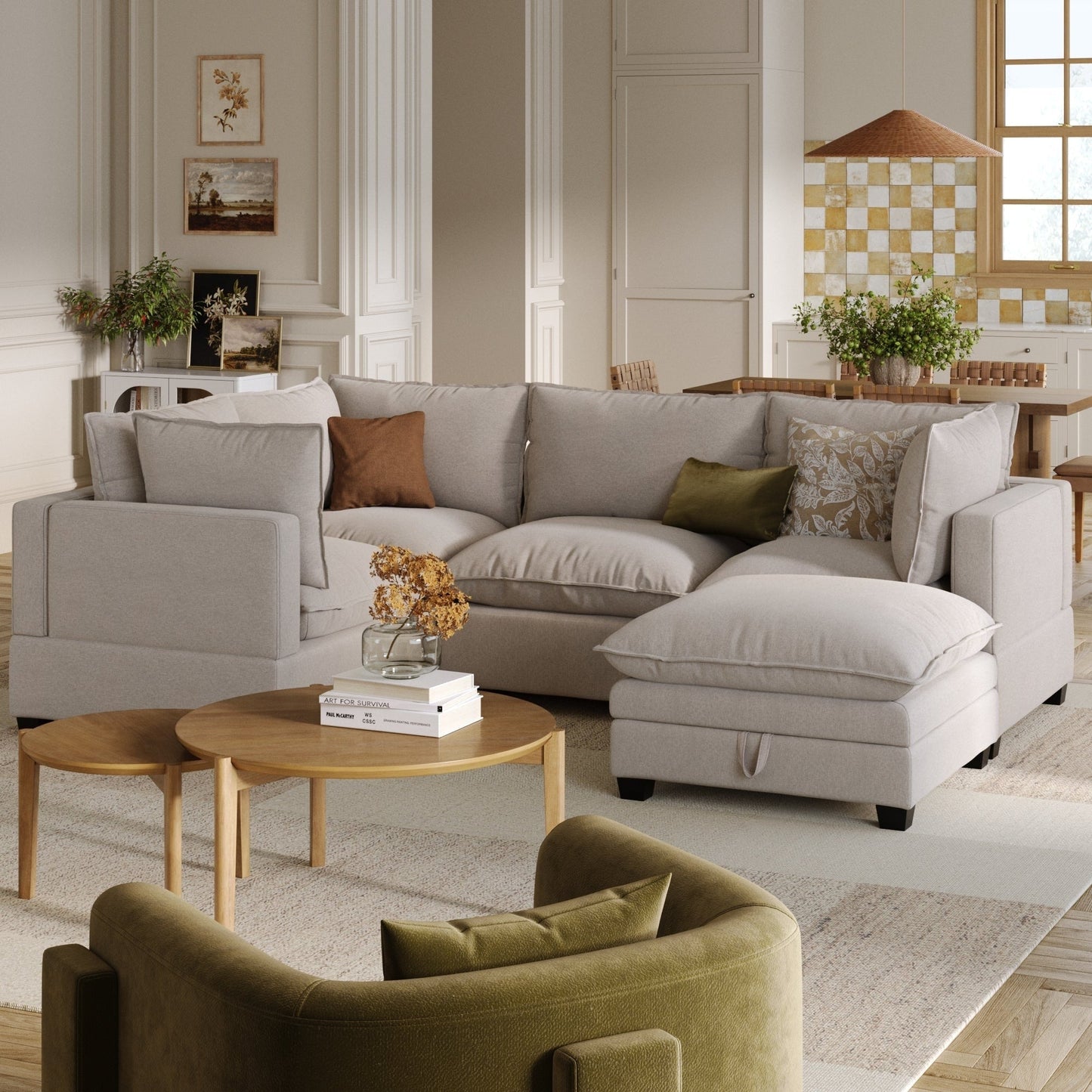 Canapé modulaire rembourré Chelsea Modern Cloud avec assise profonde et coussins moelleux
