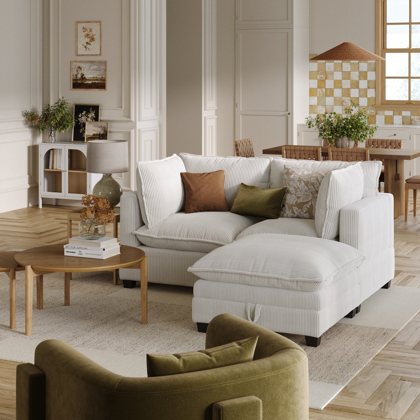 Canapé modulaire rembourré Chelsea Modern Cloud avec assise profonde et coussins moelleux