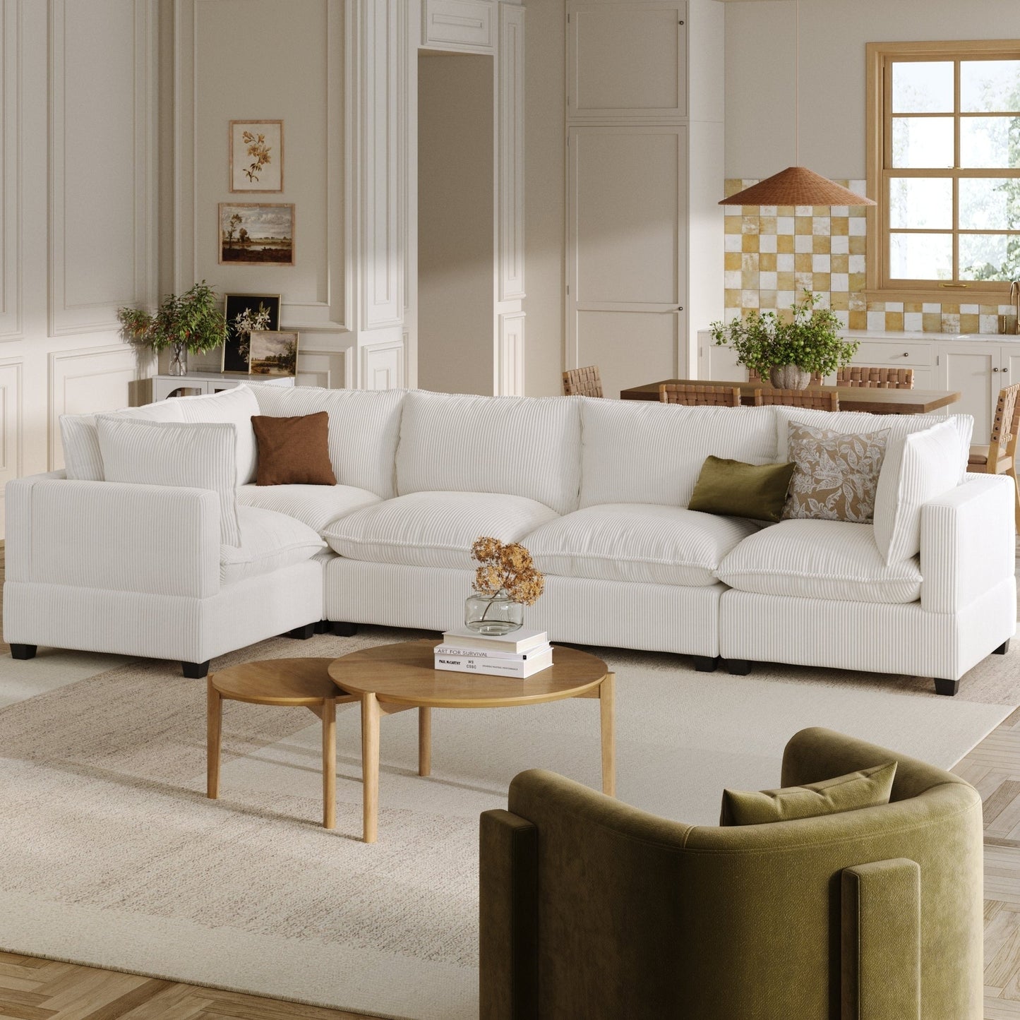 Canapé modulaire rembourré Chelsea Modern Cloud avec assise profonde et coussins moelleux