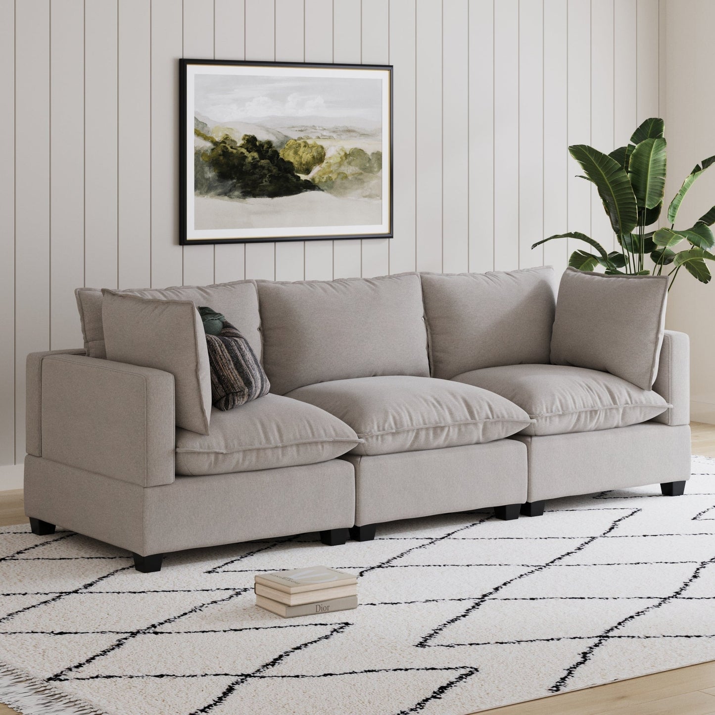 Canapé modulaire rembourré Chelsea Modern Cloud avec assise profonde et coussins moelleux