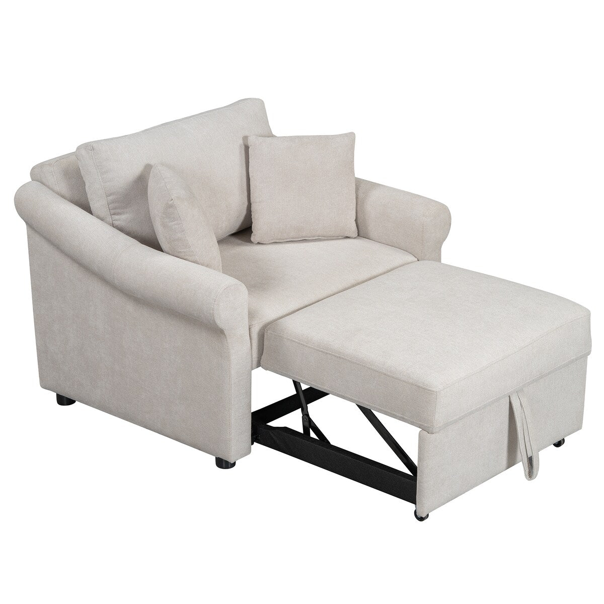 Fauteuil convertible en chenille avec dossier réglable, chaise longue 3 en 1 transformable en lit, lit simple pour salon