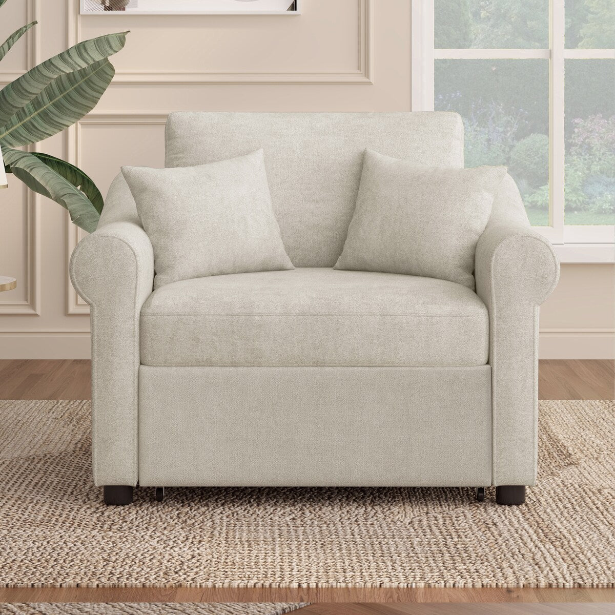 Fauteuil convertible en chenille avec dossier réglable, chaise longue 3 en 1 transformable en lit, lit simple pour salon