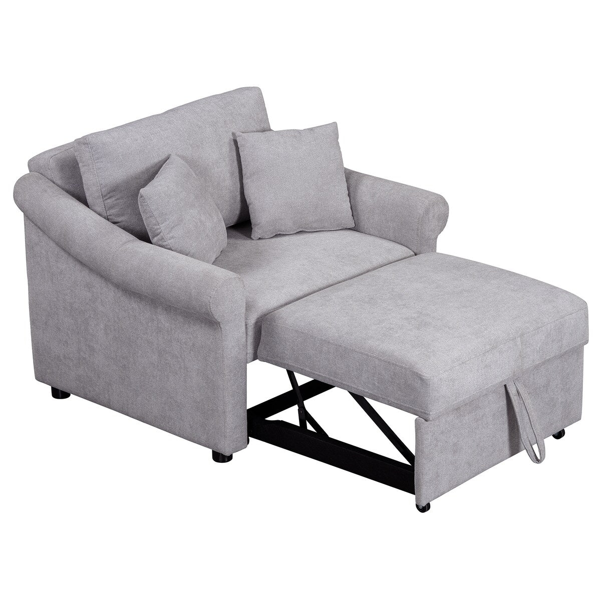 Fauteuil convertible en chenille avec dossier réglable, chaise longue 3 en 1 transformable en lit, lit simple pour salon