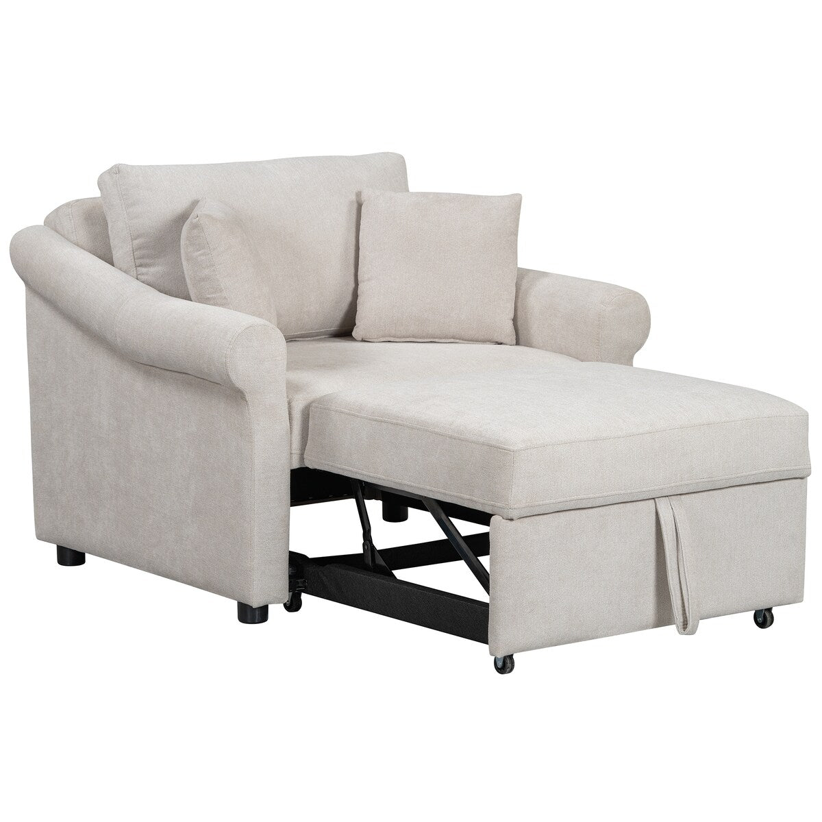 Fauteuil convertible en chenille avec dossier réglable, chaise longue 3 en 1 transformable en lit, lit simple pour salon