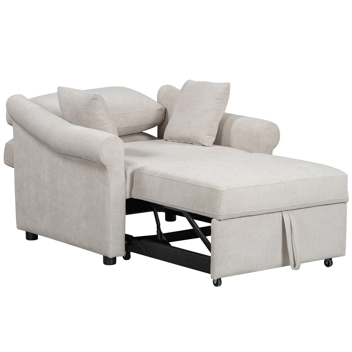 Fauteuil convertible en chenille avec dossier réglable, chaise longue 3 en 1 transformable en lit, lit simple pour salon