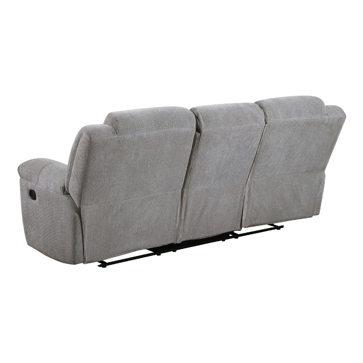 Canapé inclinable manuel rembourré en chenille avec accoudoirs coussinés, gris