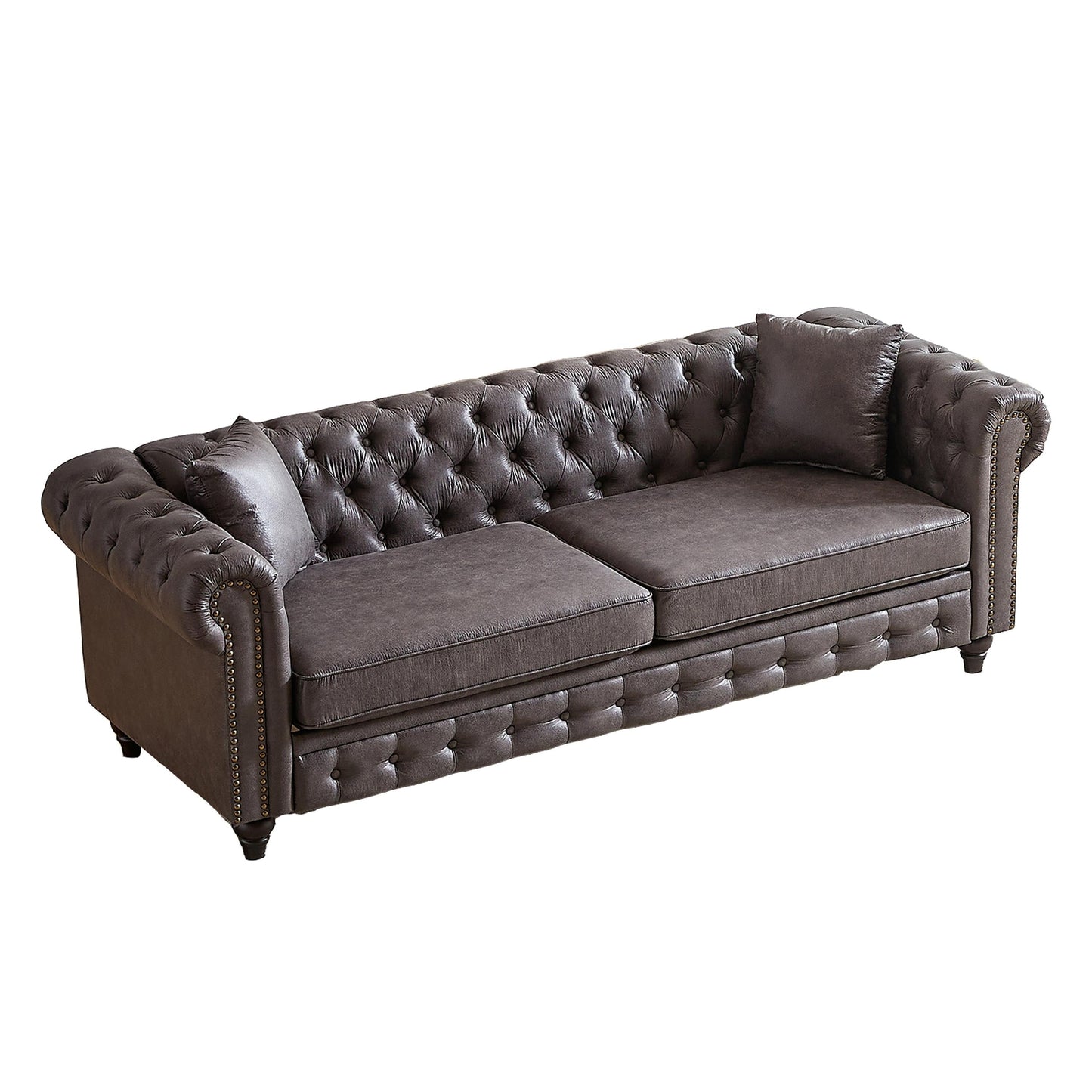 Canapé 3 places Chesterfield 85.5 en tissu technique avec coussins