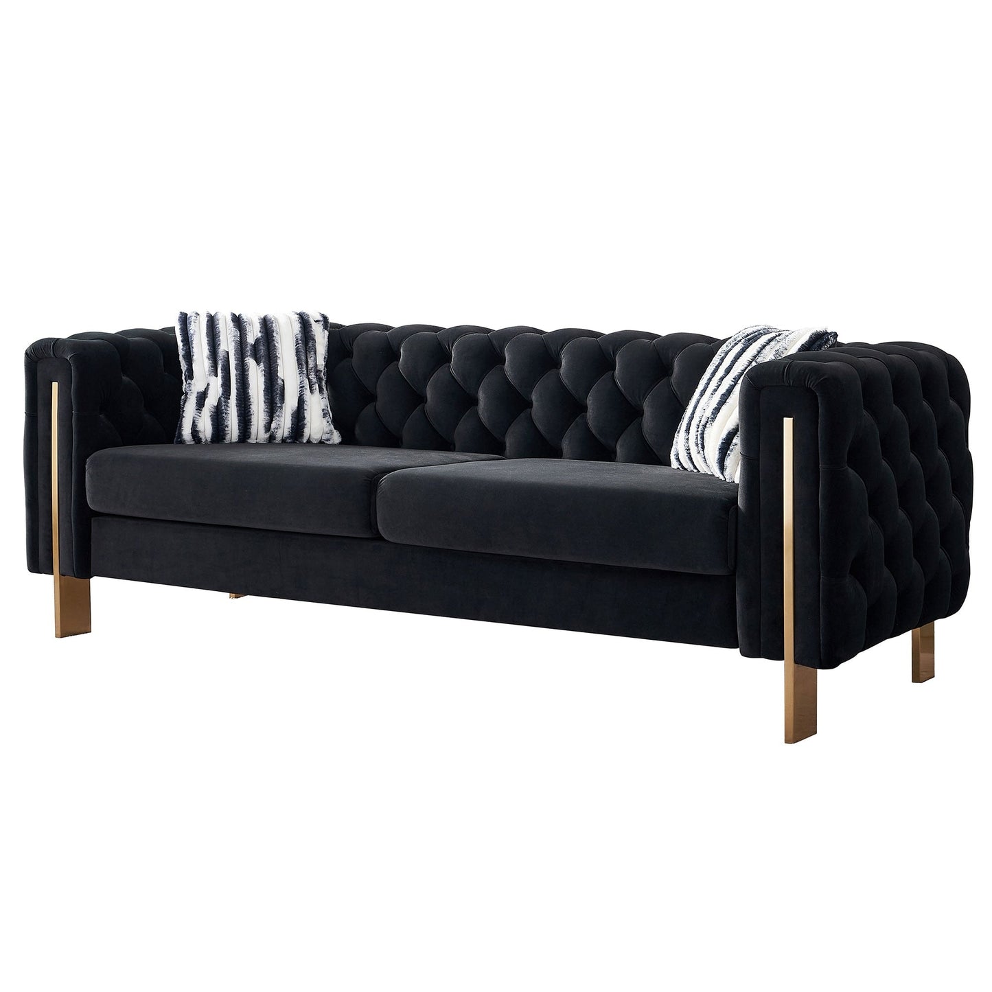 Canapé de salon moderne Chesterfield en velours capitonné