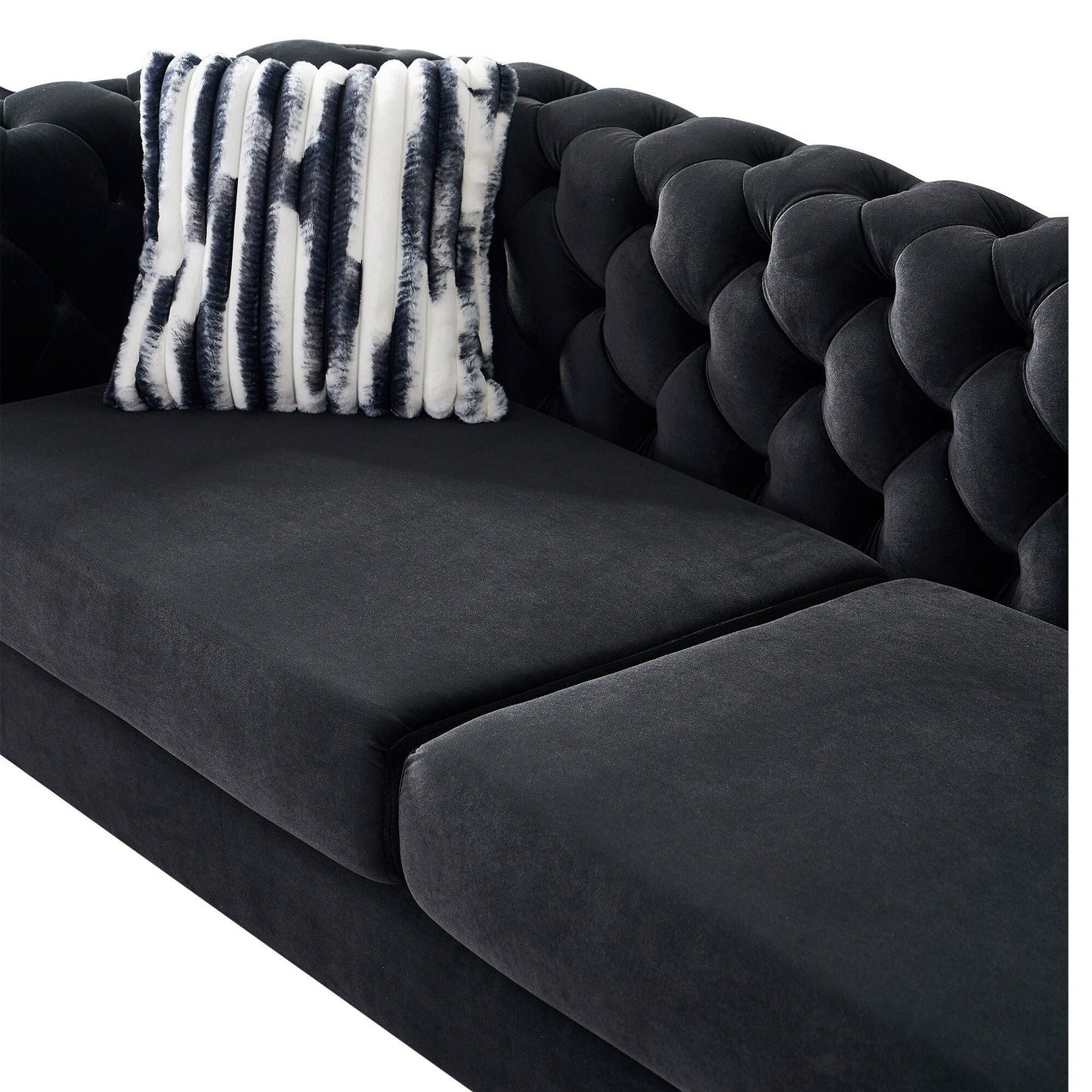 Canapé de salon moderne Chesterfield en velours capitonné