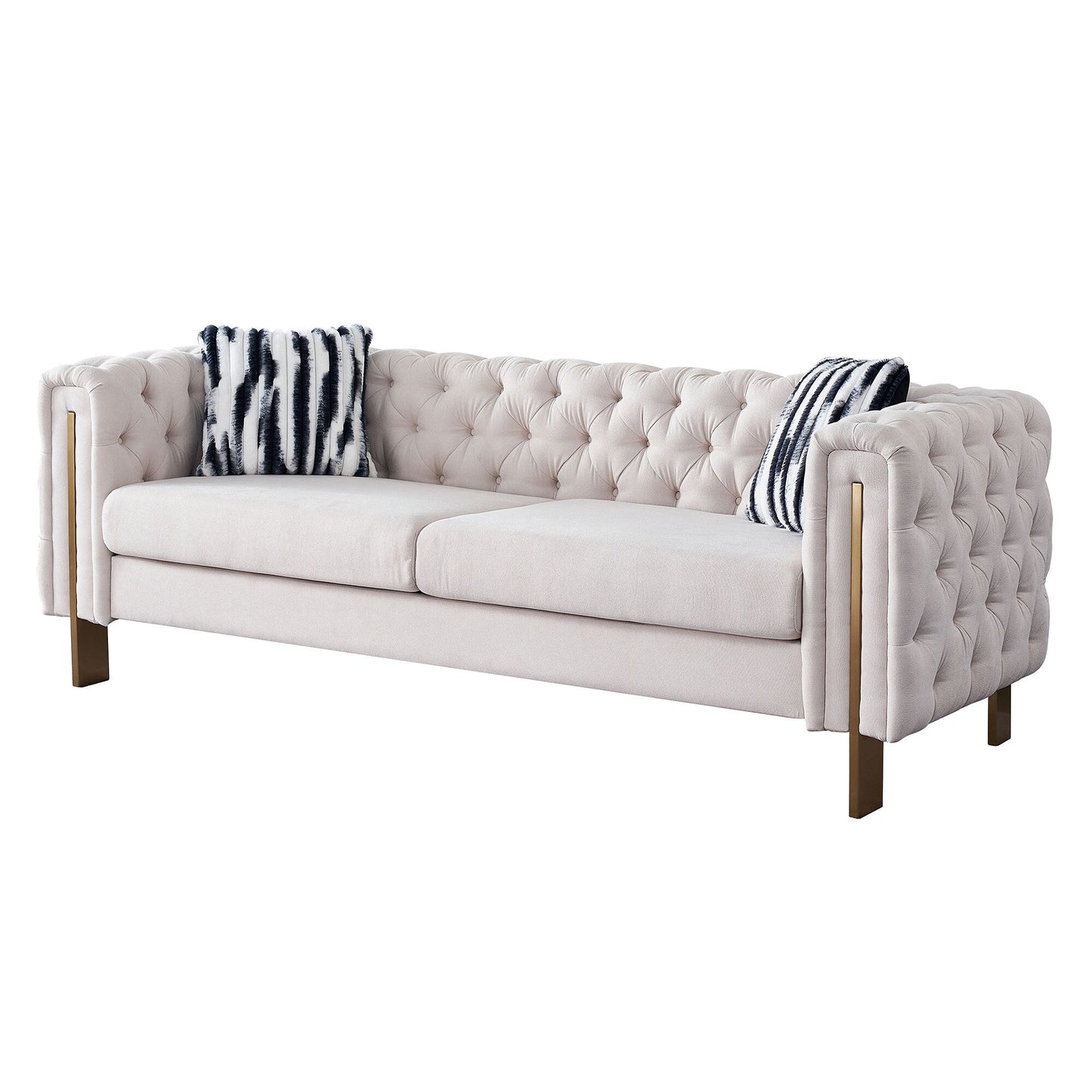 Canapé de salon moderne Chesterfield en velours capitonné