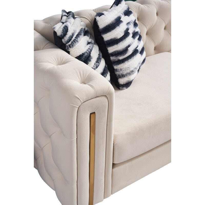 Canapé de salon moderne Chesterfield en velours capitonné