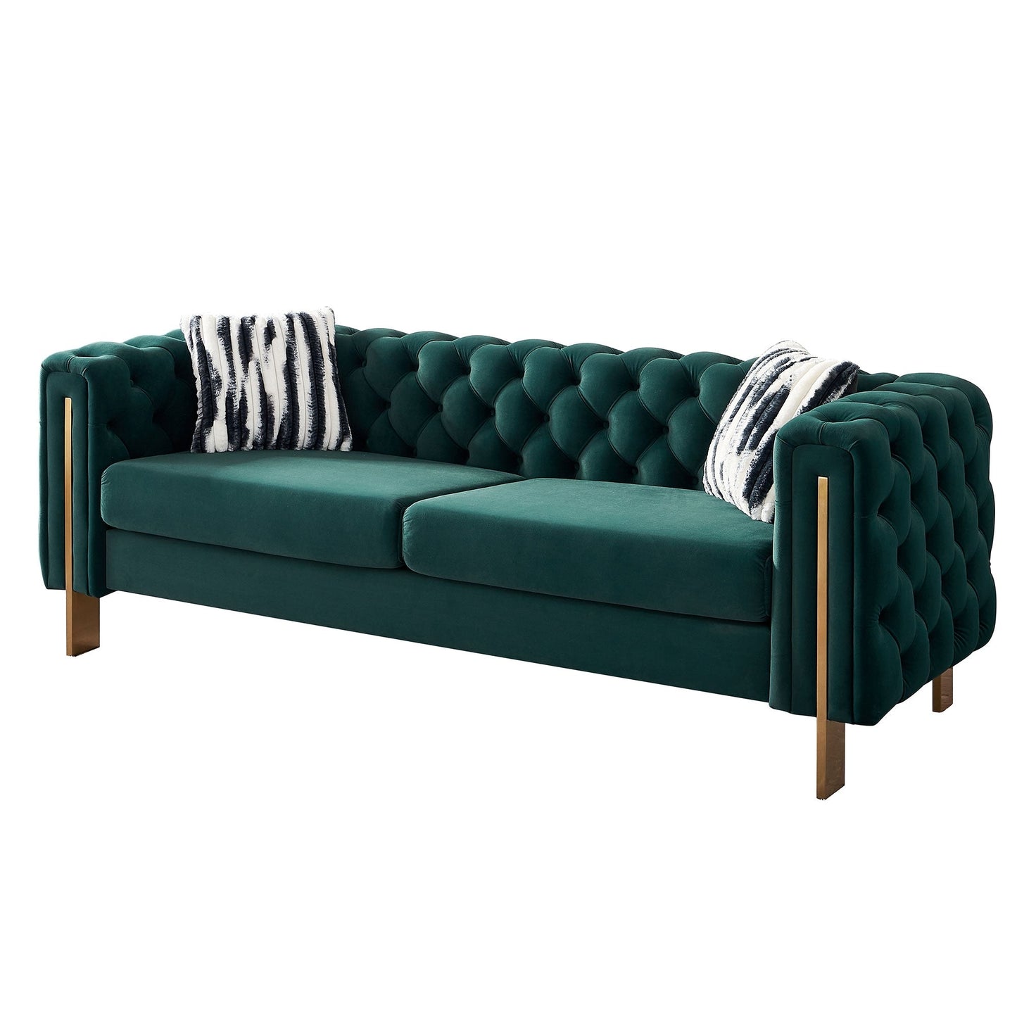 Canapé de salon moderne Chesterfield en velours capitonné