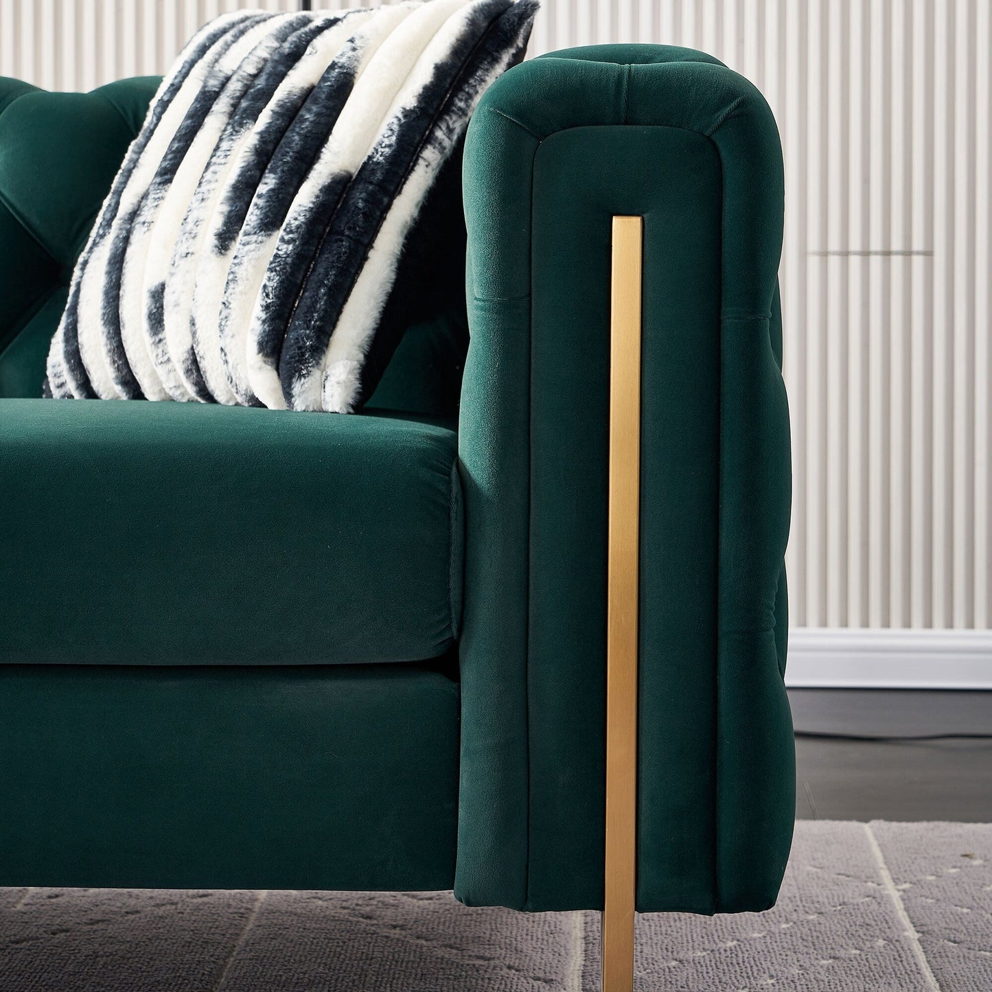 Canapé de salon moderne Chesterfield en velours capitonné