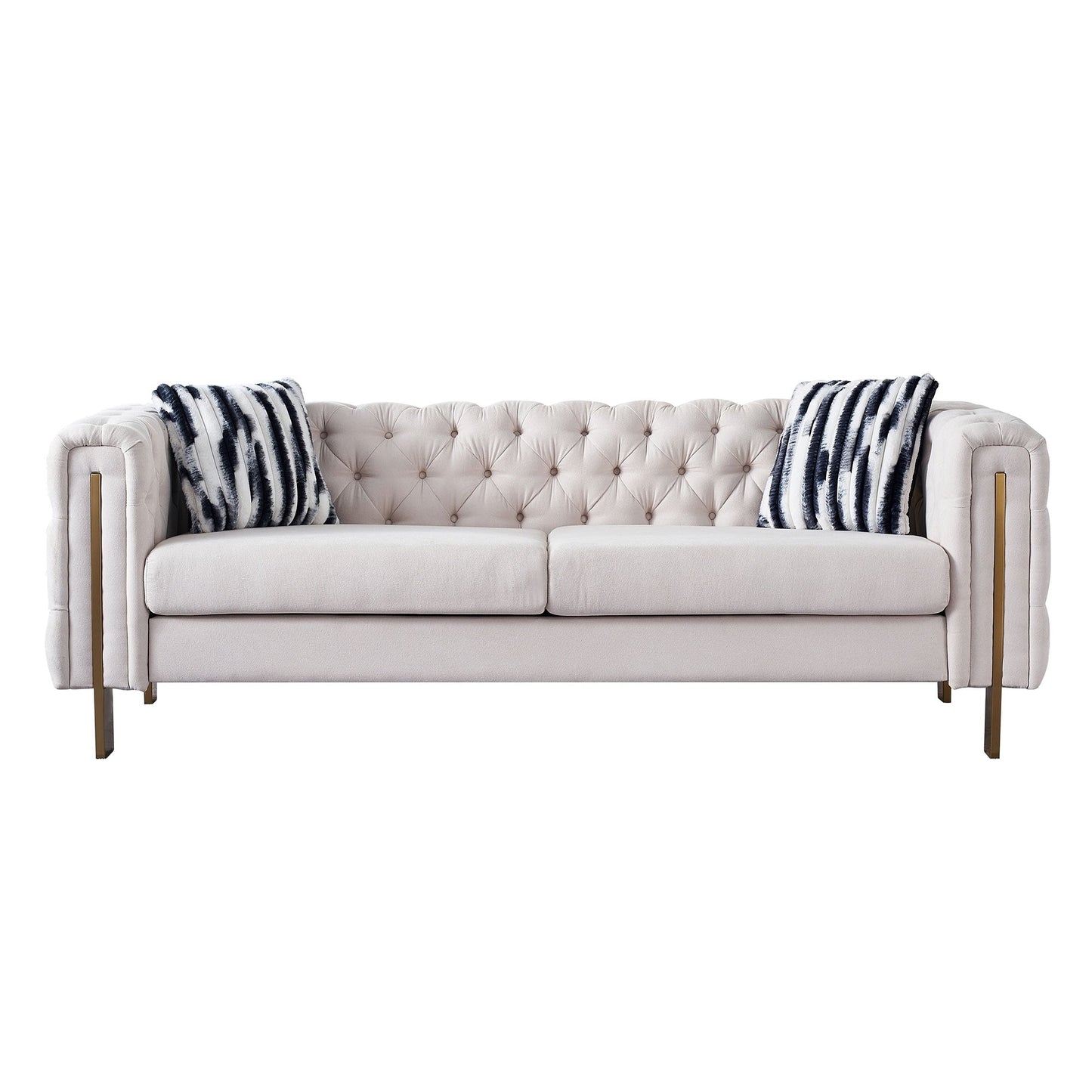 Canapé de salon moderne Chesterfield en velours capitonné