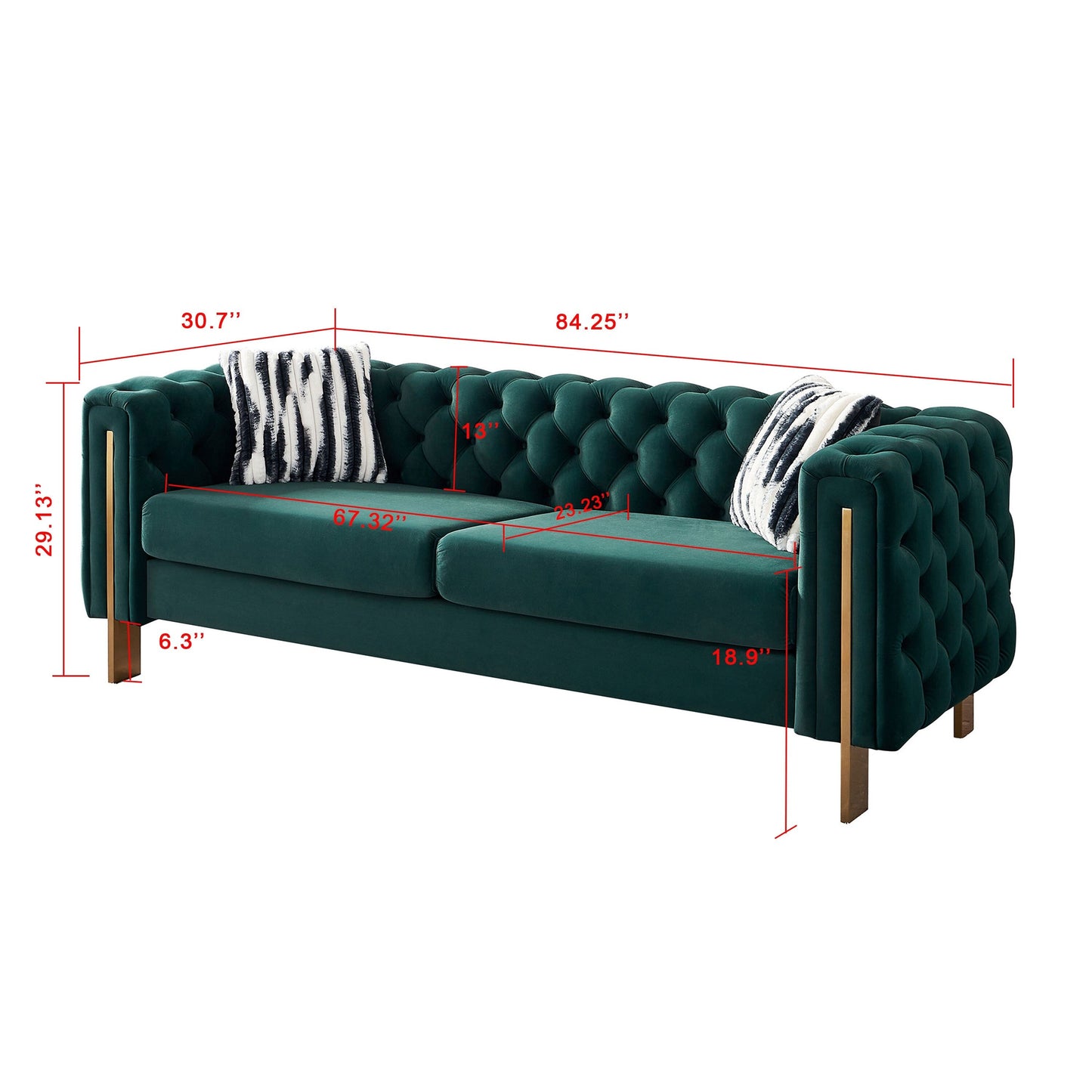 Canapé de salon moderne Chesterfield en velours capitonné