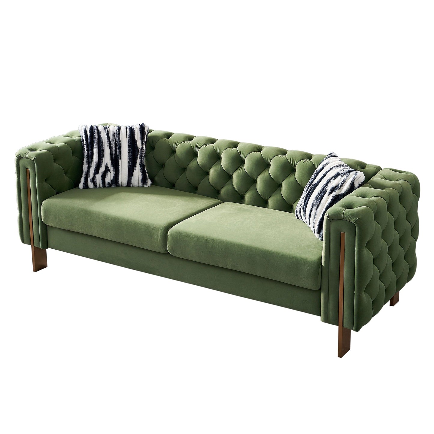 Canapé de salon moderne Chesterfield en velours capitonné