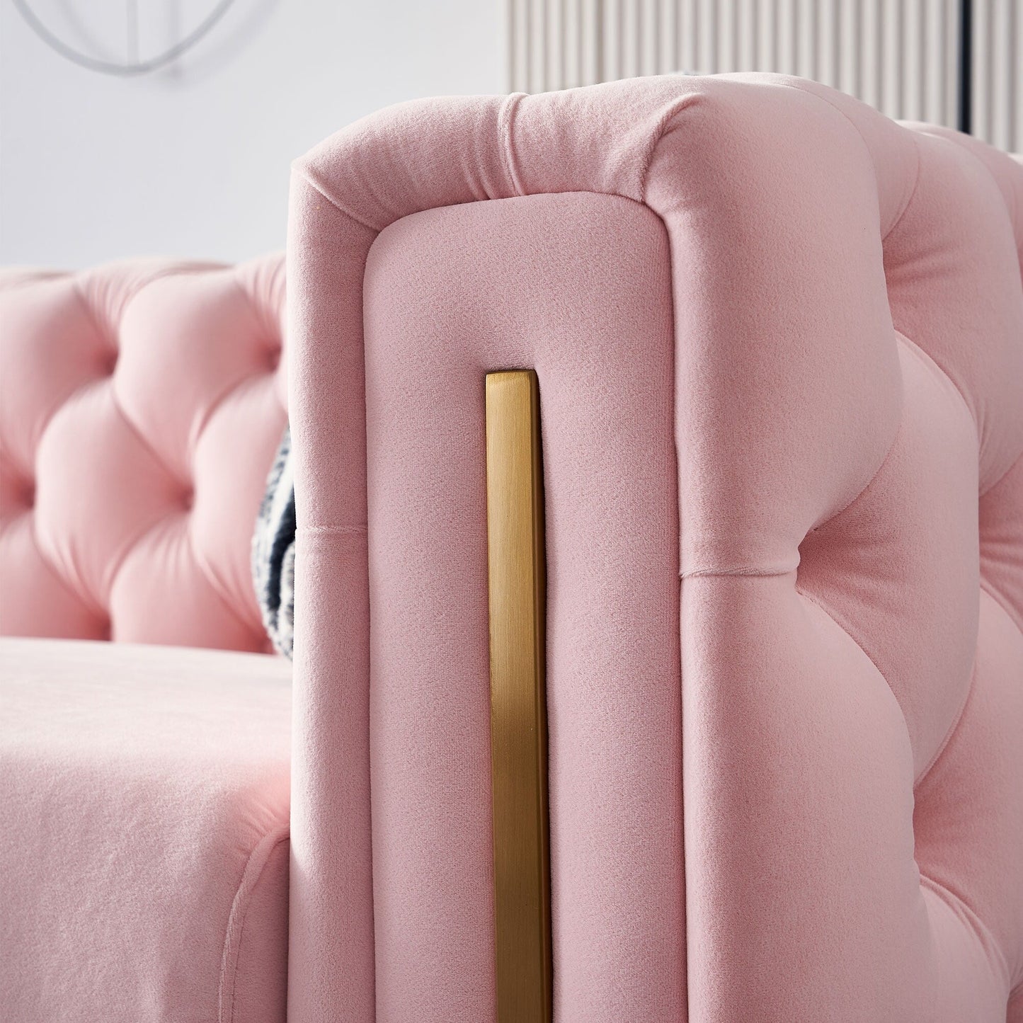 Canapé de salon moderne Chesterfield en velours capitonné