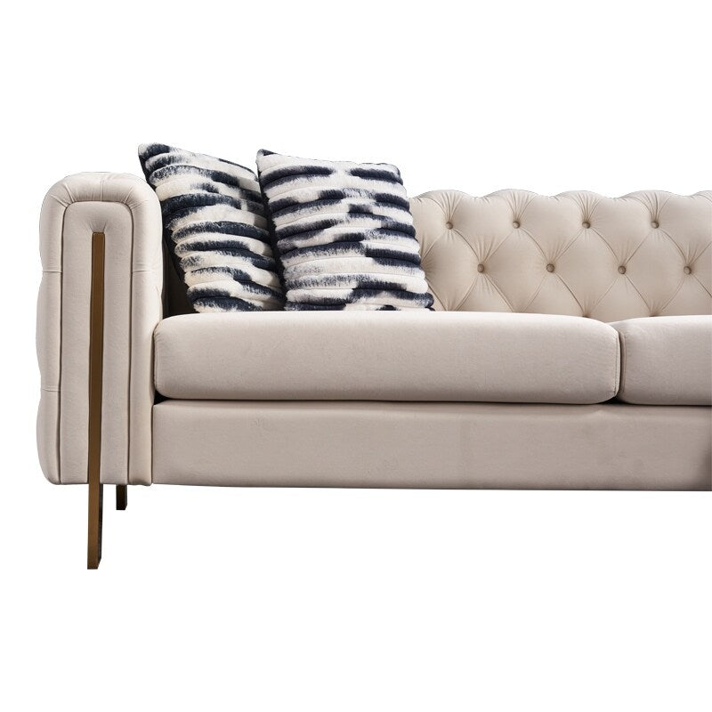Canapé de salon moderne Chesterfield en velours capitonné