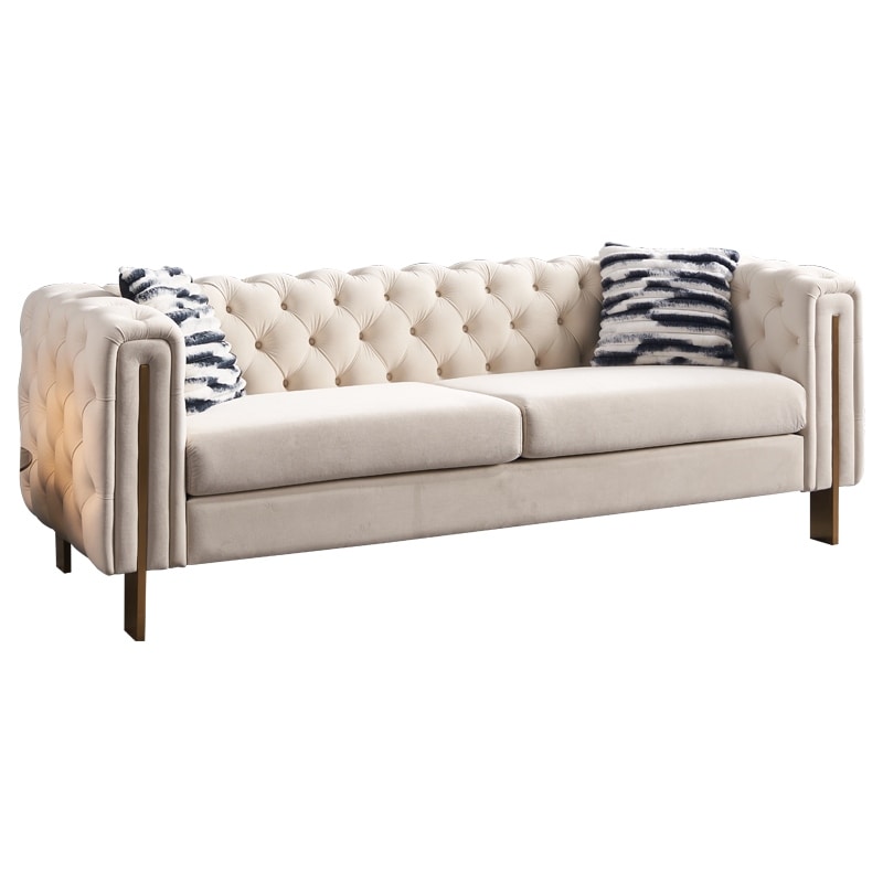 Canapé de salon moderne Chesterfield en velours capitonné