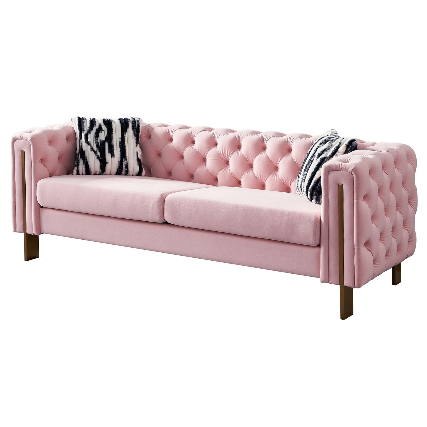 Canapé de salon moderne Chesterfield en velours capitonné