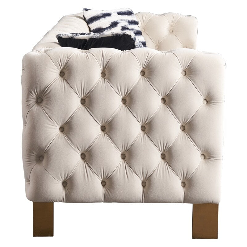 Canapé de salon moderne Chesterfield en velours capitonné