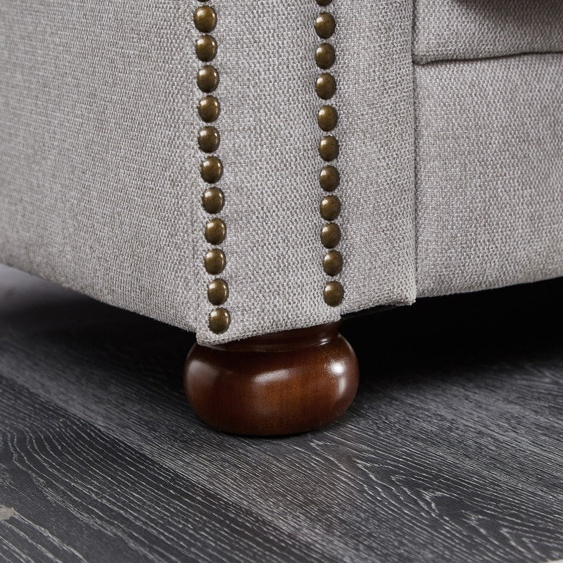 Canapé Chesterfield en tissu lin