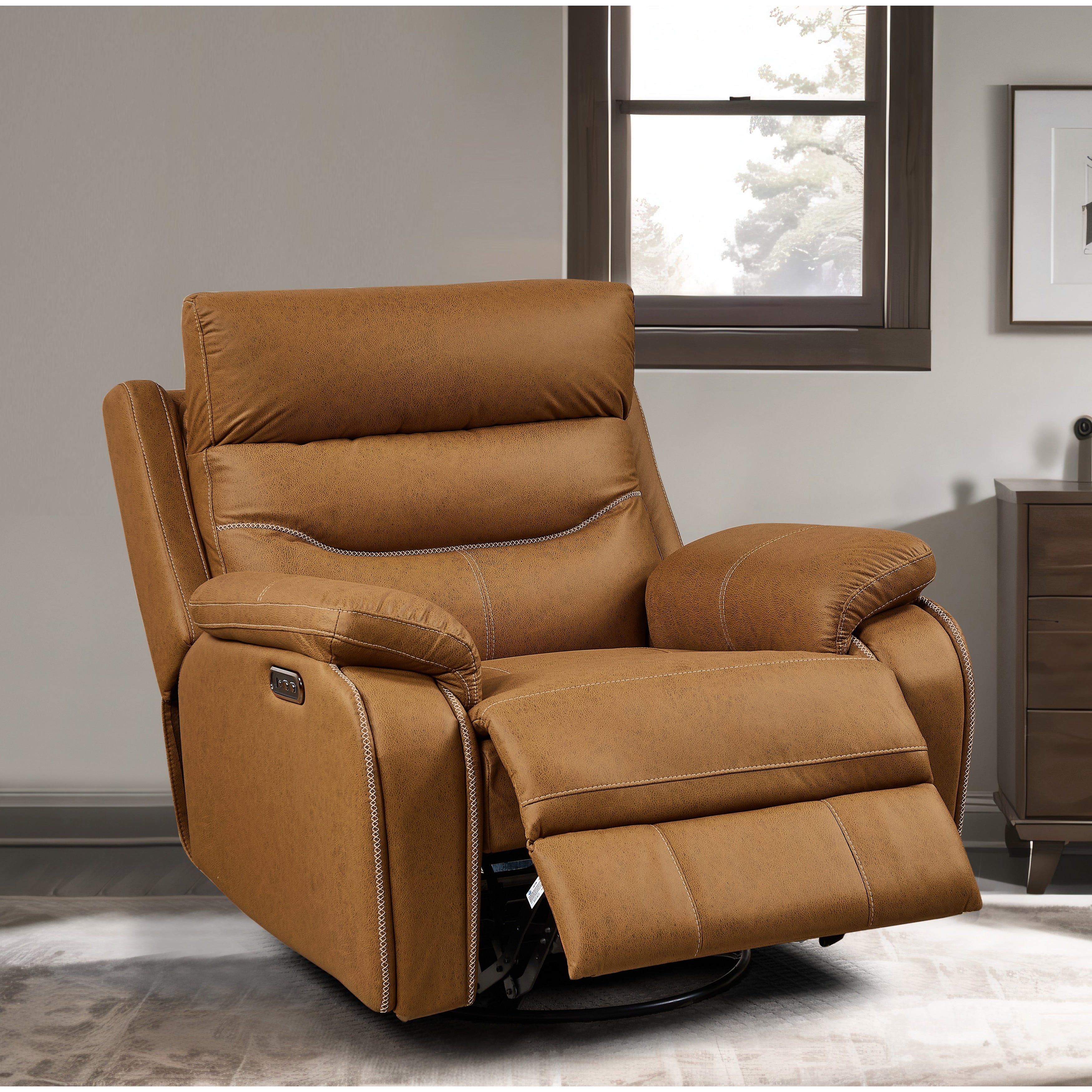 Christopher Knight Home - Fauteuil inclinable pivotant à bascule Liyasi à double moteur OKIN avec position infinie, appui-tête électrique et chargement USB